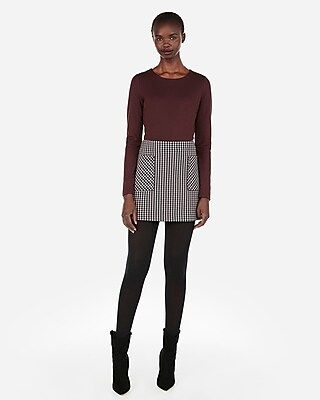 High Waisted Plaid Straight Mini Skirt | Express
