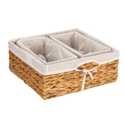 Household Essentials Wicker Basket Set 3pc 1 Large and 2 Small Water Hyacinth Baskets for Storage and Organization | Target