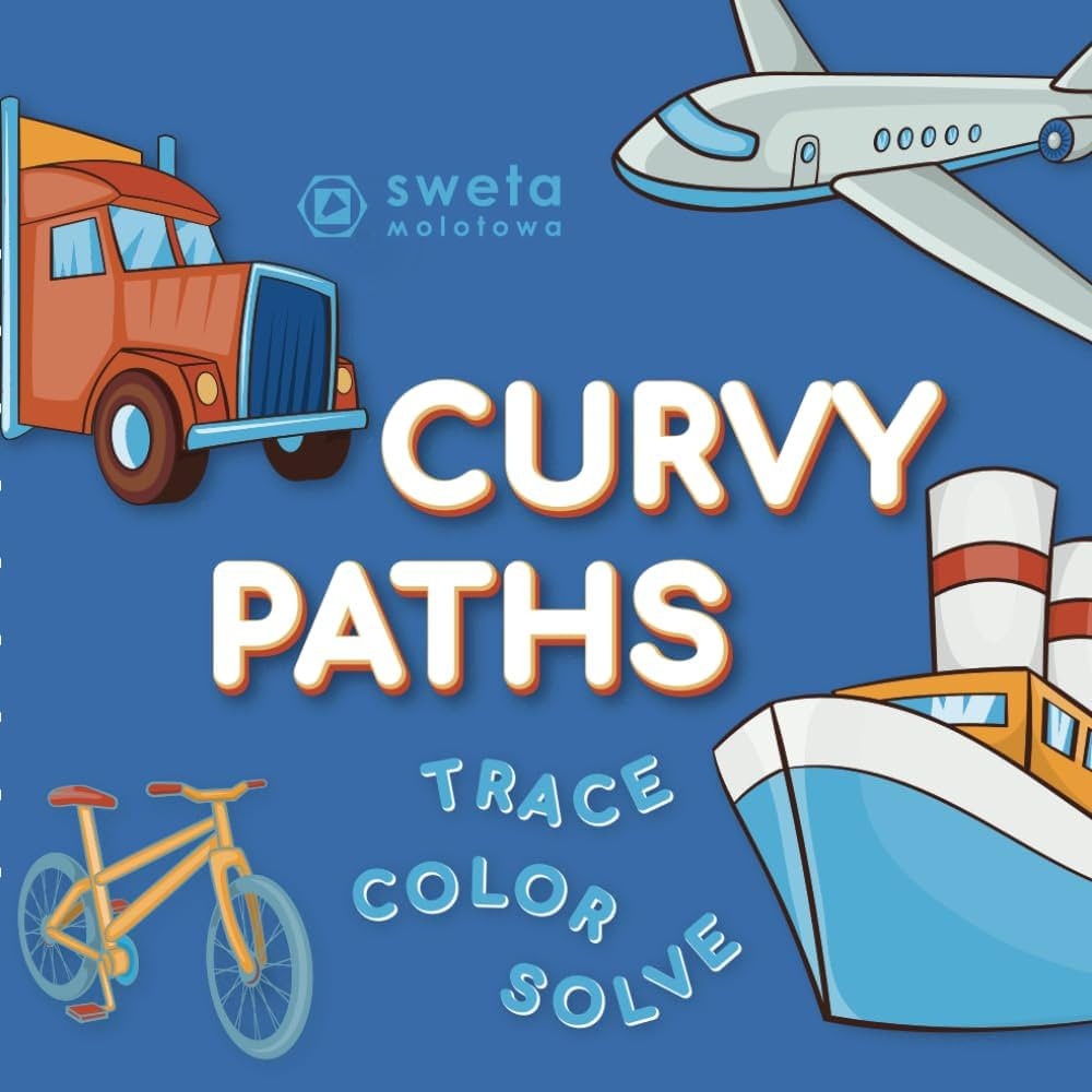 Curvy Paths: Trace, Color, Solve: Coloring-tracing book for boys aged 4-8 on the theme of transpo... | Amazon (US)