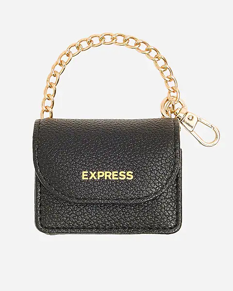 Black Faux Leather Gold Chain Strap Airpod Case | Express