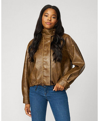 Women's Unstructured Faux Leather Bomber | Macy's