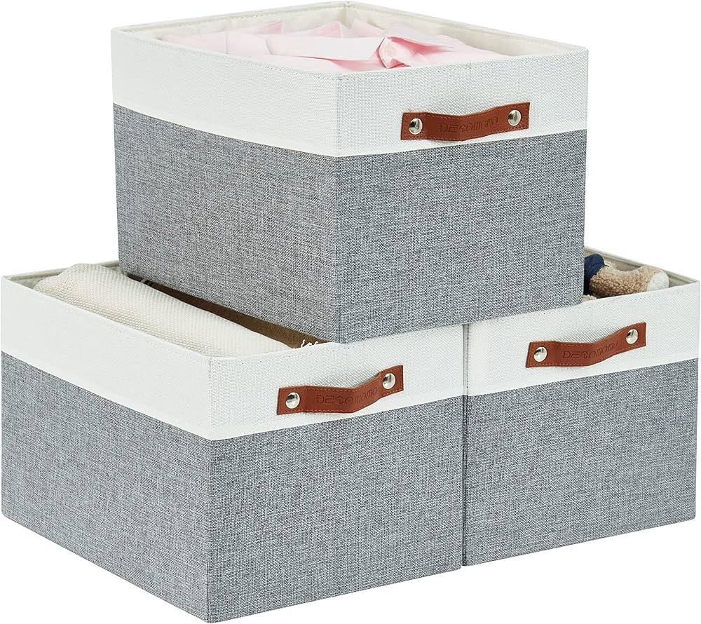 DECOMOMO Storage Basket Linen Closet Organizers and Storage, Large Closet Storage Bins for Shelve... | Amazon (US)