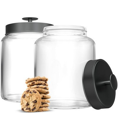 Kook Glass Storage Canisters, 2.8 Liter, Set of 2, Black | Target