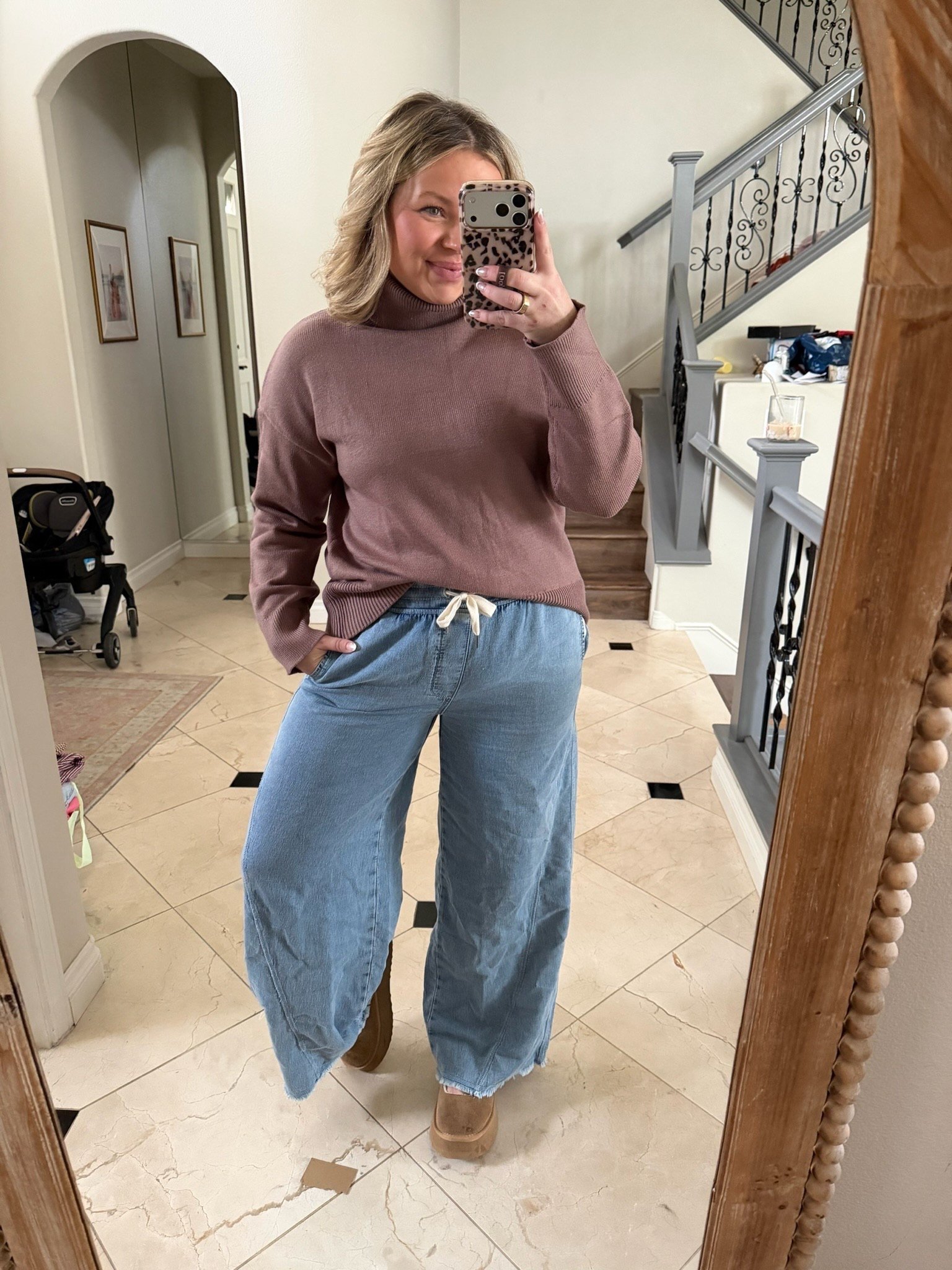 Soft and comfy sweater & drawstring jeans for the win!! 

#LTKSeasonal #LTKMidsize