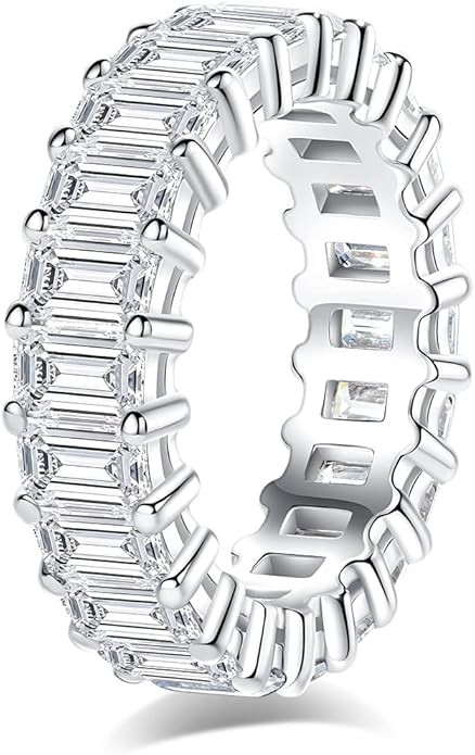 AnuClub Moissanite Eternity Ring, Round/Emerald/Princess Cut 5cttw D Color 925 Sterling Silver We... | Amazon (US)