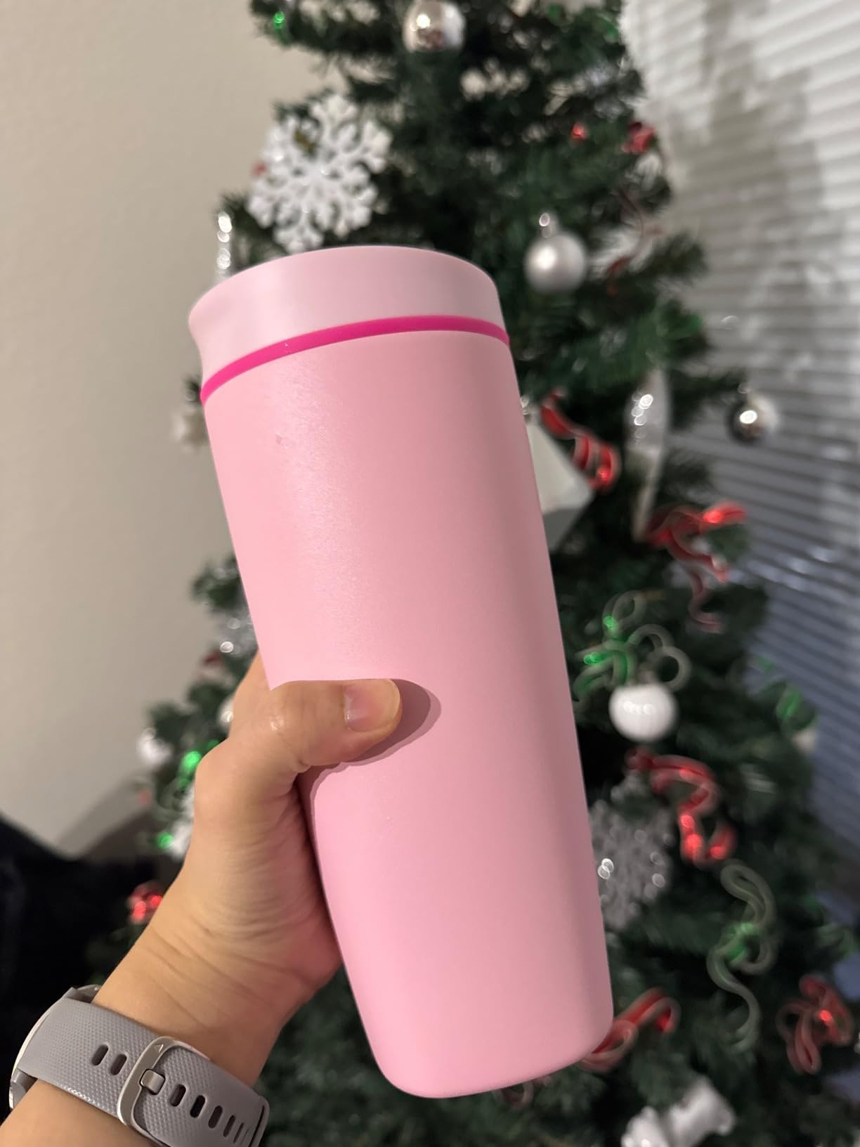 Owala SmoothSip Slider Insulated Stainless Steel Coffee Tumbler, Reusable Iced Coffee Cup, Hot Coffee Travel Mug, BPA Free 20 oz, Pink (Pucker Up) | Amazon (US)