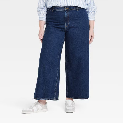 Women's High-Rise Sailor Wide Leg Ankle Jeans - Universal Thread™ Dark Wash 17 | Target
