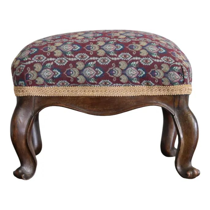 French Walnut Footstool | Chairish