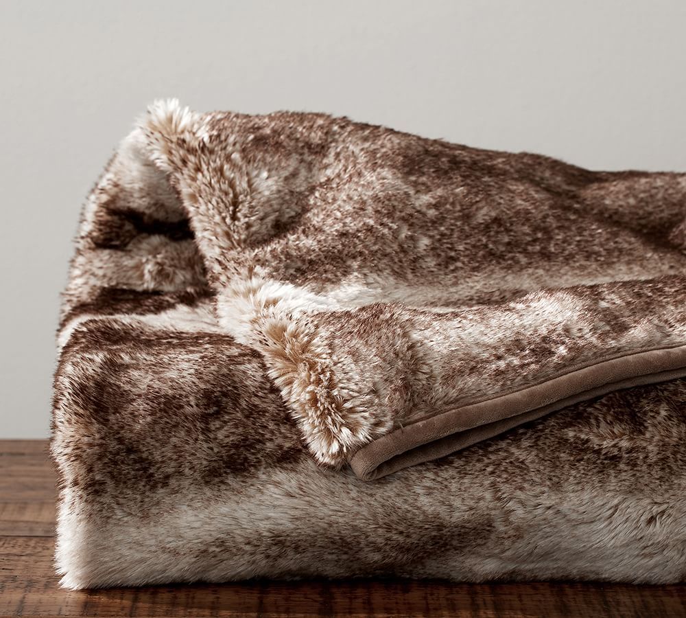 Faux Fur Ombre Throw, 50 x 60&amp;quot;, Caramel | Pottery Barn (US)