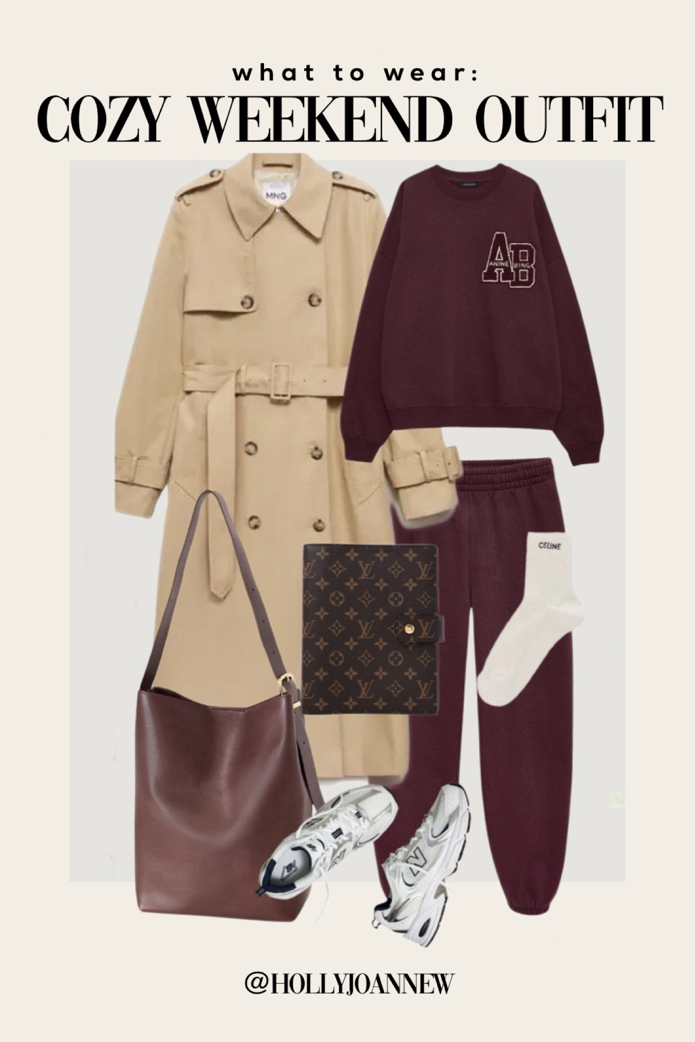 Cozy Weekend Outfit 🤎

Mango Cotton Trench Coat
Anine Bing Sweatshirt Letterhead 
Anine Bing Burgundy Karter Jogger Sweatpants 
New Balance Sneakers 9060
LV Agenda
Madewell Leatger Hangbag



#LTKTravel #LTKStyleTip #LTKFindsUnder100
