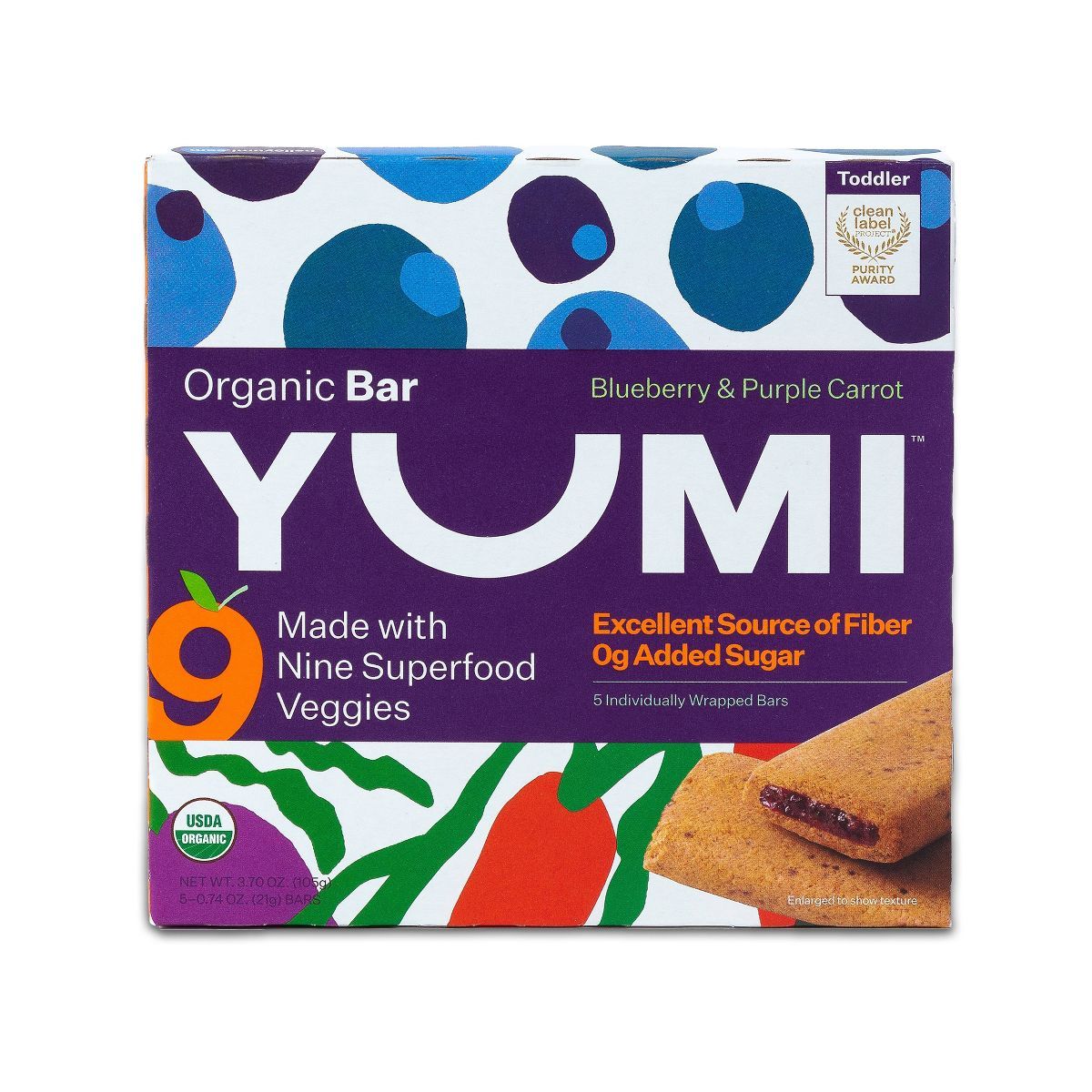 YUMI Organic Blueberry & Purple Carrot Baby Snack Bars - 3.7oz/5ct | Target