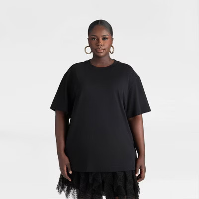 KBB by KAHLANA Women's Oversized Short Sleeve 'The Dwayne Tee' - Black XXL | Target