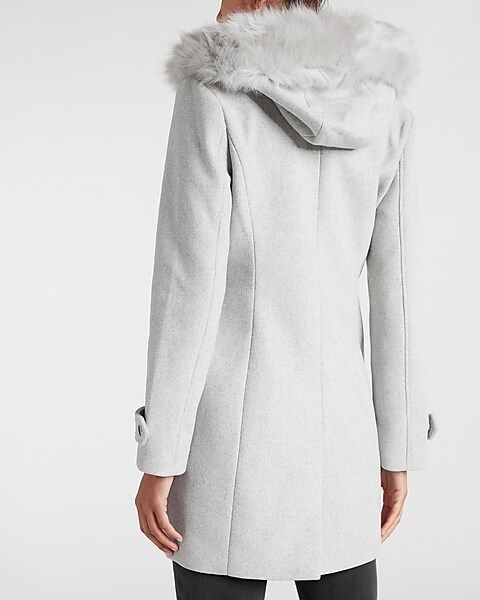 Faux Fur Hooded Wool-Blend Coat | Express