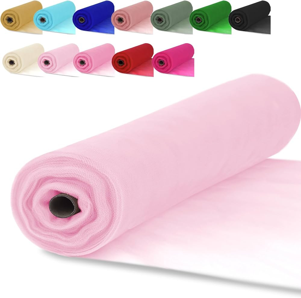 Soft Pink Tulle Fabric Rolls 54 Inch x 10 Yards Large Mesh Tull Bolt for Wedding, Garden Netting,... | Amazon (US)