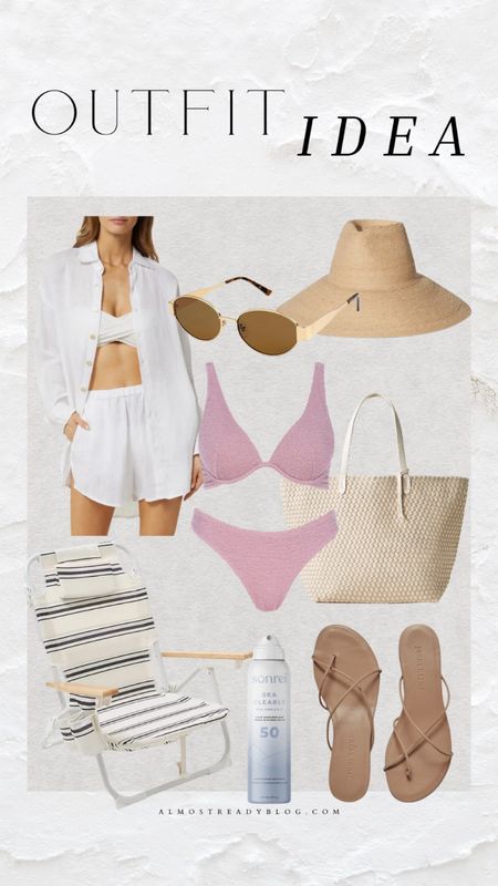 Beach outfit, pool outfit, summer outfit, bikini set, beach chairs, summer sandals, summer hat 

#LTKFindsUnder50 #LTKFindsUnder100