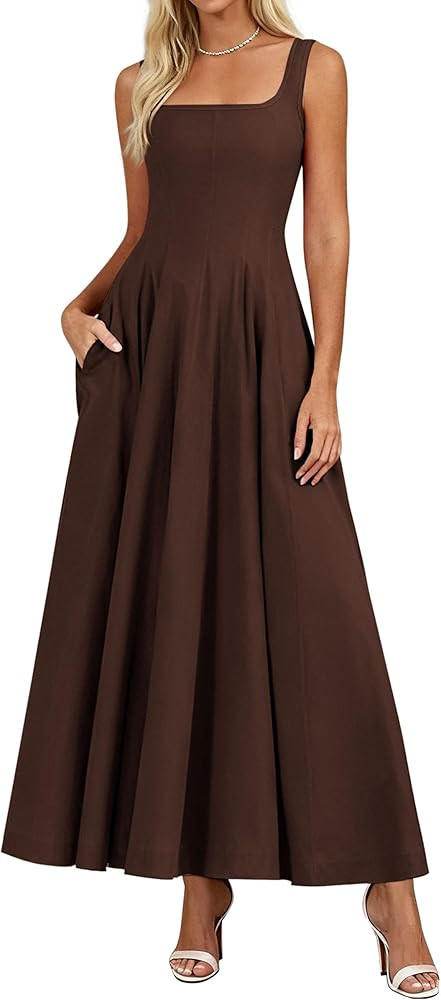 PRETTYGARDEN Summer Dresses for Women 2026 Sleeveless Square Neck A Line Flowy Long Sundress Form... | Amazon (CA)