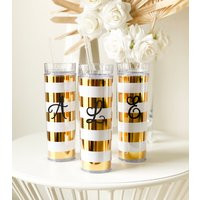 Gold Tumbler Monogram Bridesmaid Gift Ideas Women Initial Bachelorette Party For Bride | Eb3183stp | Etsy (US)