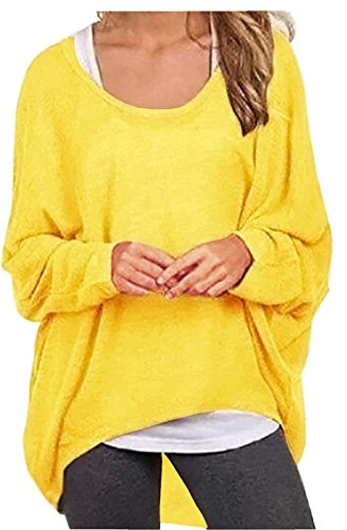 UGET Women's Sweater Casual Oversized Baggy Off-Shoulder Shirts Batwing Sleeve Pullover Shirts Tops | Amazon (US)