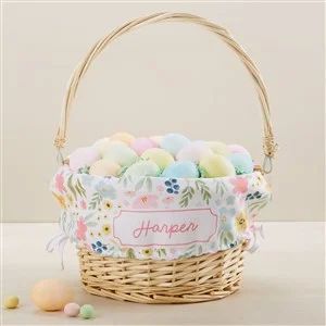 Easter Flowers Personalized Easter Basket - Natural | Personalization Mall