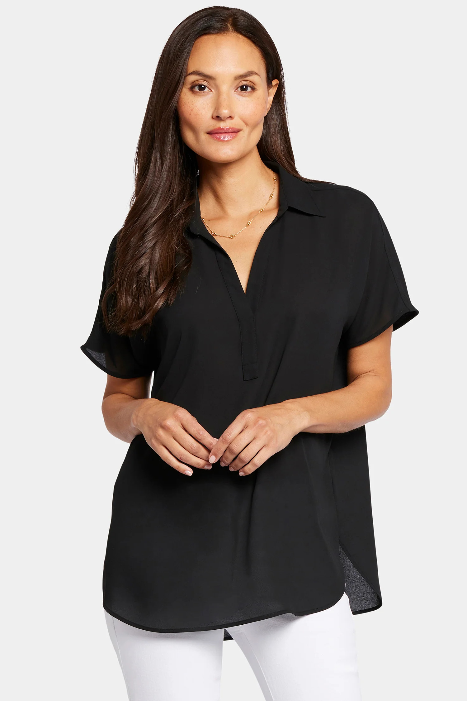 Becky Short Sleeved Blouse - Black | NYDJ