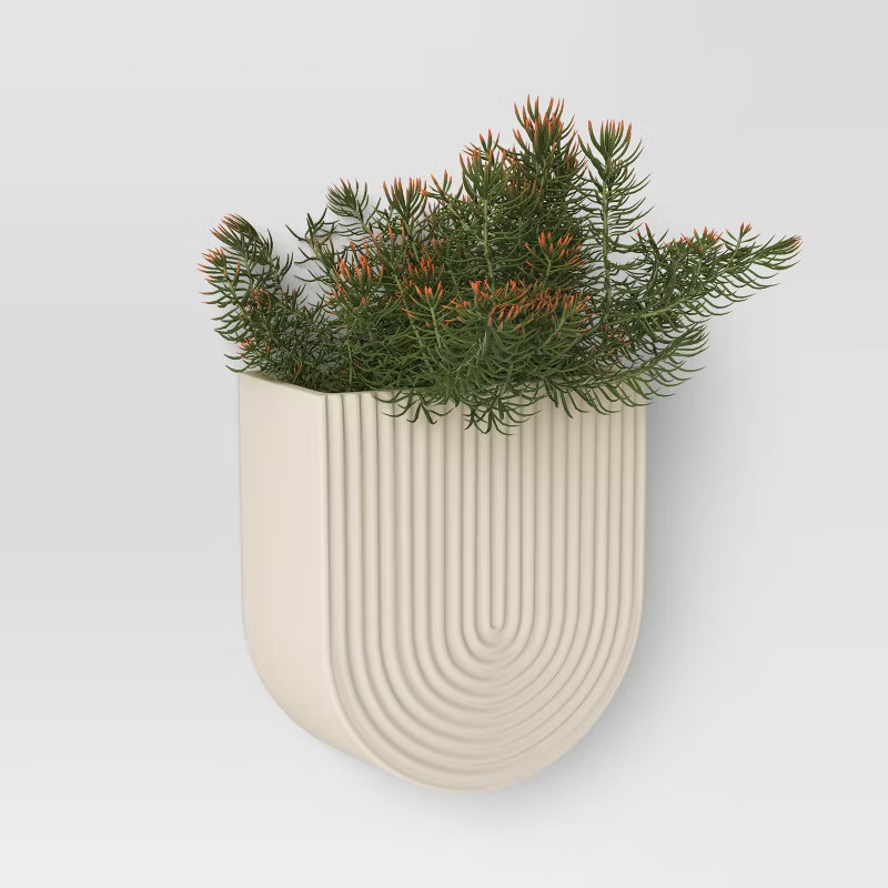 6.25" Outdoor Arched Stoneware Wall Planter Cream - Project 62™ | Target