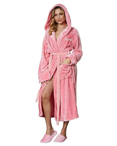 Lotus Linen Luxury Plush Bathrobes for Women - Personalized Soft Fleece, Cozy & Warm Long Robe - Comfy, and Lightweight Lounge Wear - Robes for Women Bathrobe with Pockets & Belt Perfect for Winter | Amazon (US)