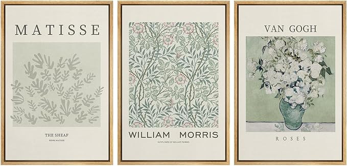 wall26 Framed Canvas Print Wall Art Set Matisse, William Morris, Van Gogh Photography Modern Rust... | Amazon (US)