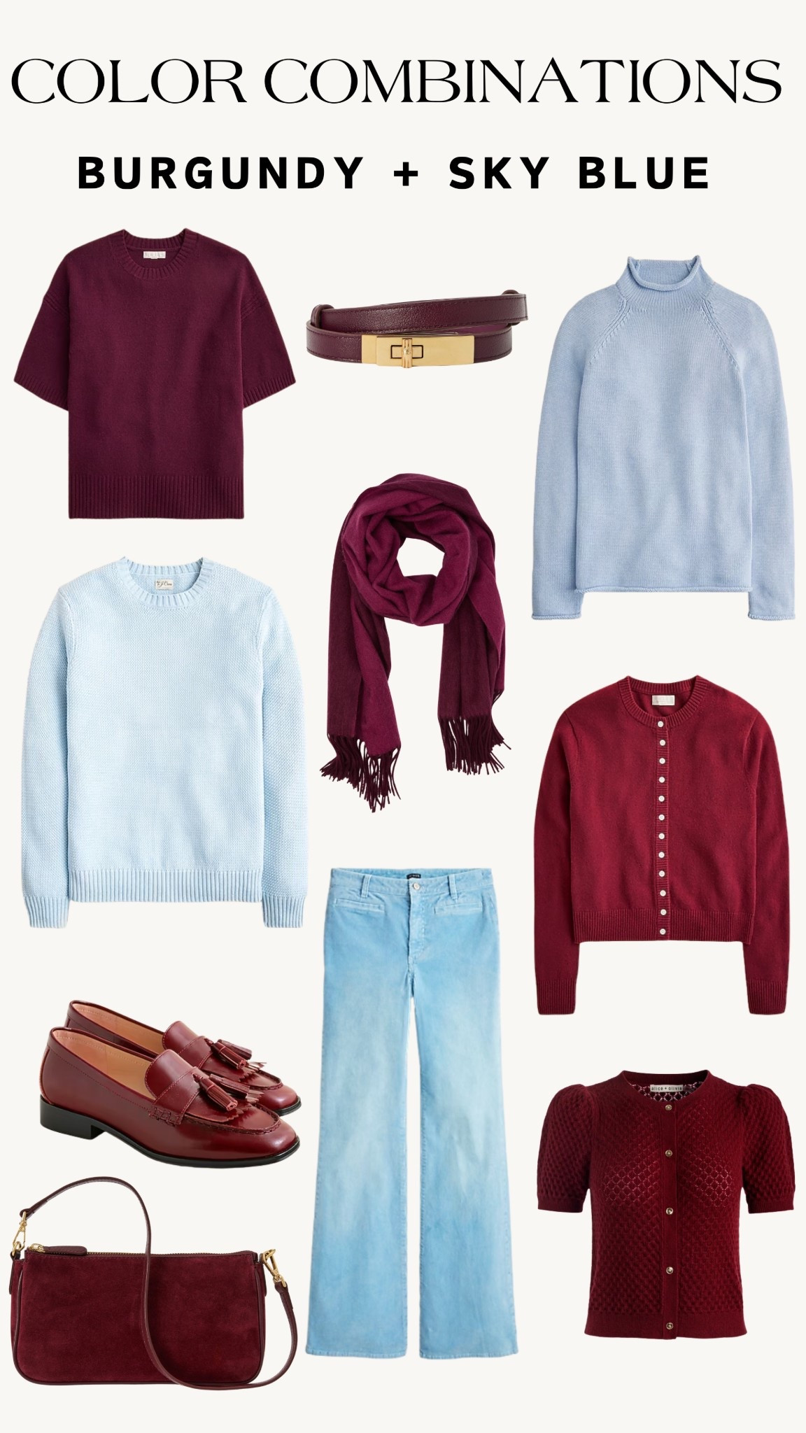 Burgundy and sky blue outfit ideas! 


Sweaters - Fall outfits - Color combination- Burgundy- Sky Blue - Cardigans 

#LTKWorkwear #LTKStyleTip #LTKSeasonal