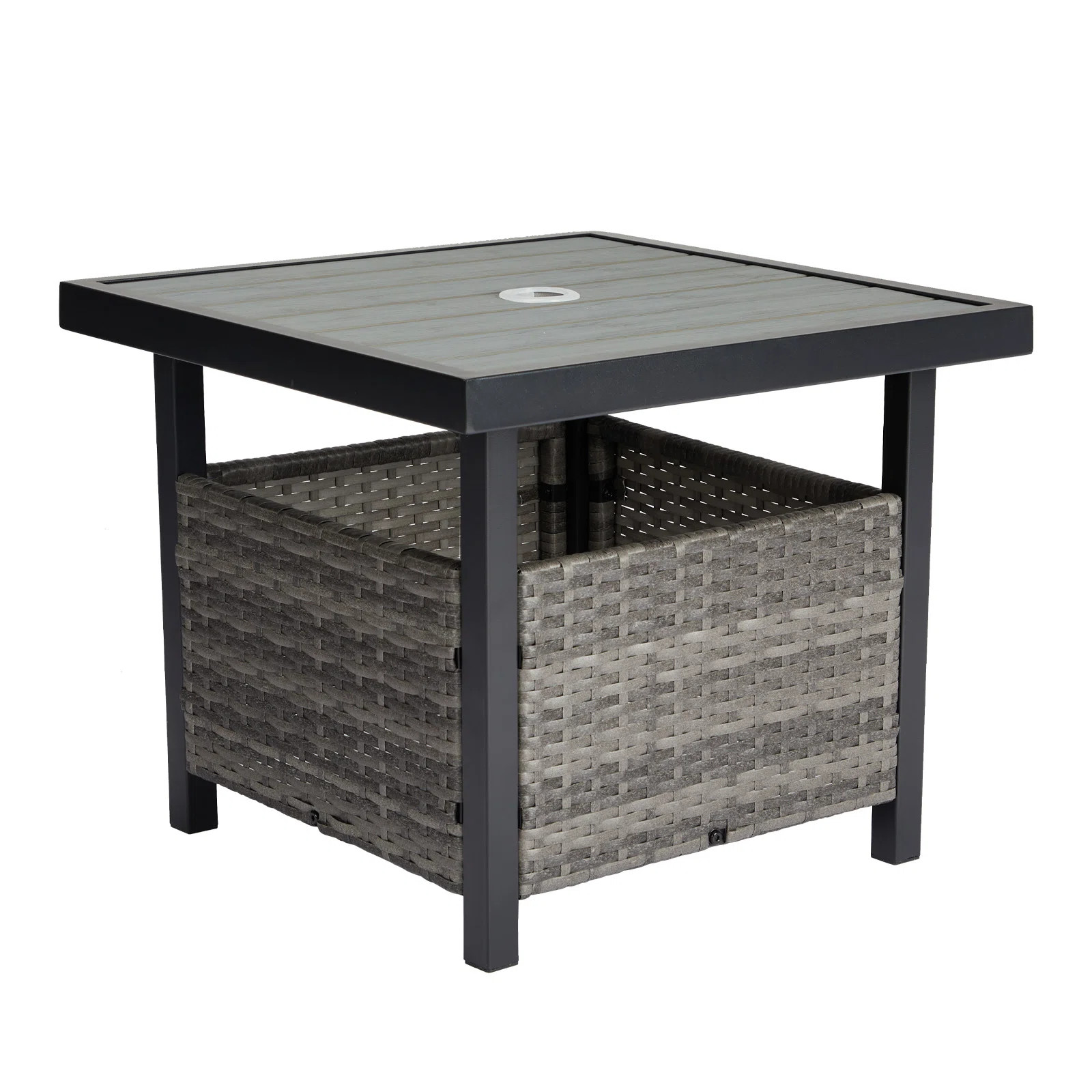 Edu Square Metal Outdoor Side Table With Umbrella Hole , 22'' in. W 22'' in. D | Wayfair North America