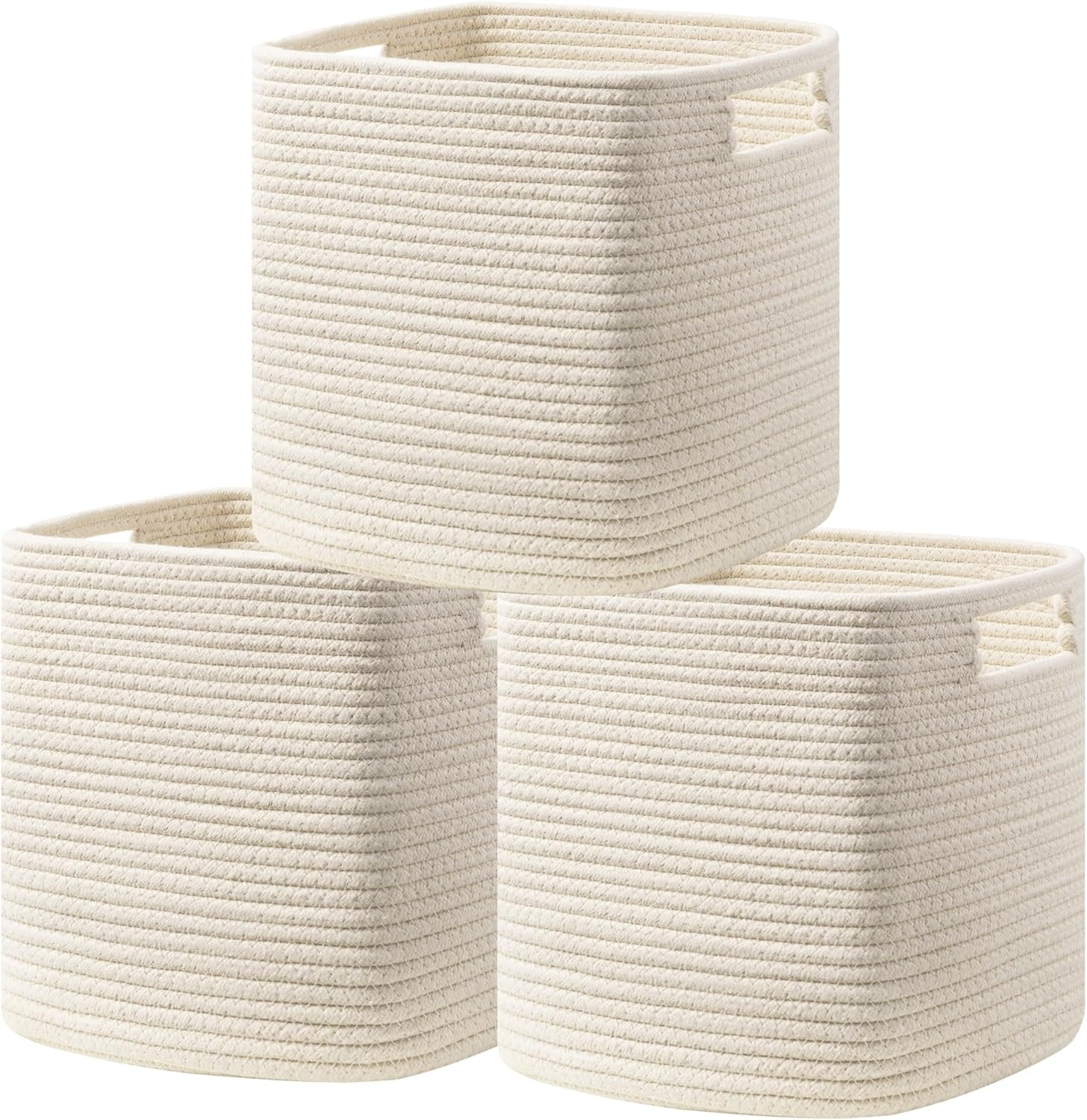 UBBCARE Set of 3 Cotton Rope Basket 13 Inches, Storage Baskets for Shelves, Woven Baskets for Org... | Amazon (US)
