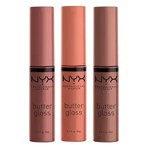 NYX PROFESSIONAL MAKEUP Butter Gloss Brown Sugar, Non-Sticky Lip Gloss - Pack Of 3 (Sugar High, S... | Amazon (US)