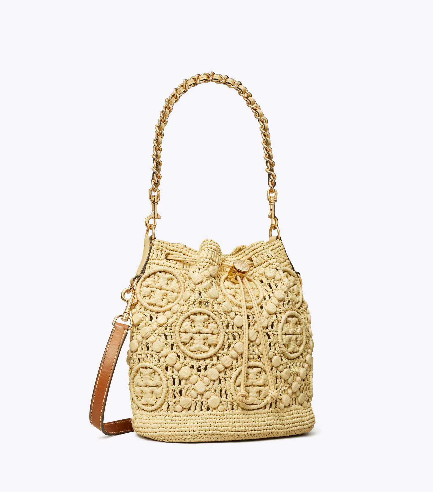 T MONOGRAM RAFFIA BUCKET BAG | Tory Burch (US)