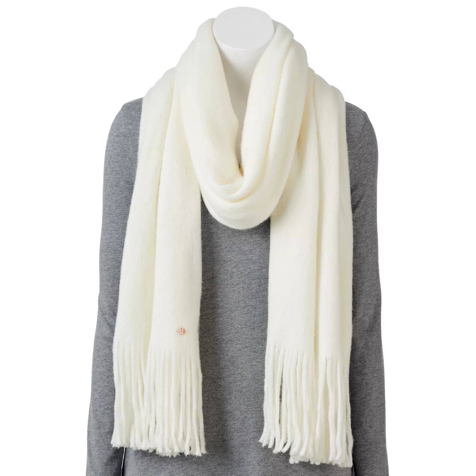 LC Lauren Conrad Brushed Knit Fringed Oblong Scarf, Women's, Natural | Kohl's
