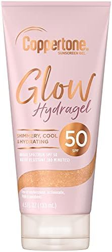 Coppertone Glow Hydragel SPF 50 Sunscreen Lotion with Shimmer, Broad Spectrum UVA/UVB Protection,... | Amazon (US)