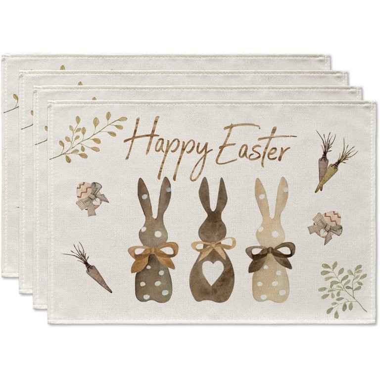 Artoid Mode Carrots Rabbit Bunny Happy Easter Placemats for Dining Table 4-Pack 12 x 18 | Walmart (US)