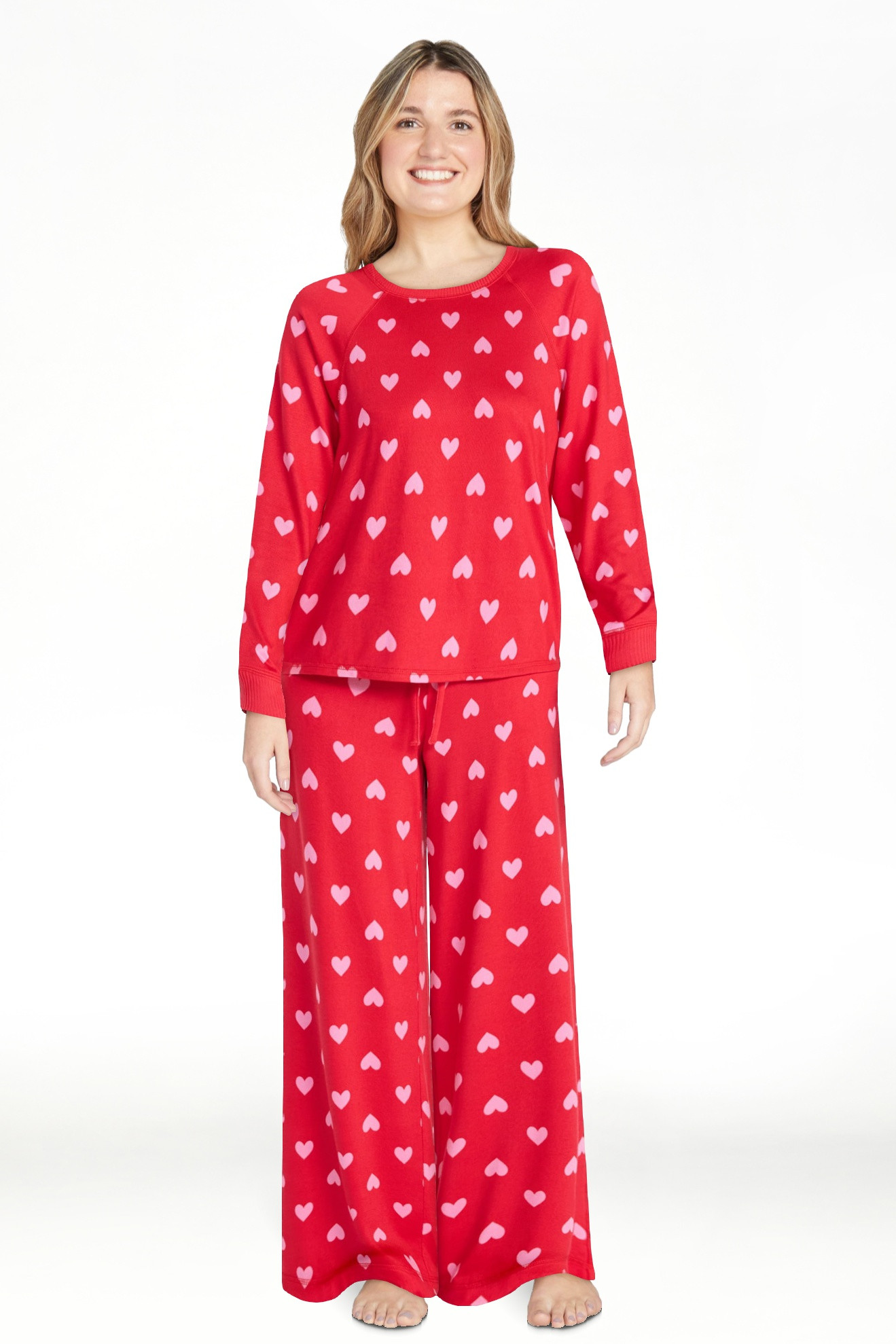 Joyspun Women's Cozy Lounge Collection Hacci Long Sleeve Top and Pants Pajama Set, 2-Piece, Sizes... | Walmart (US)