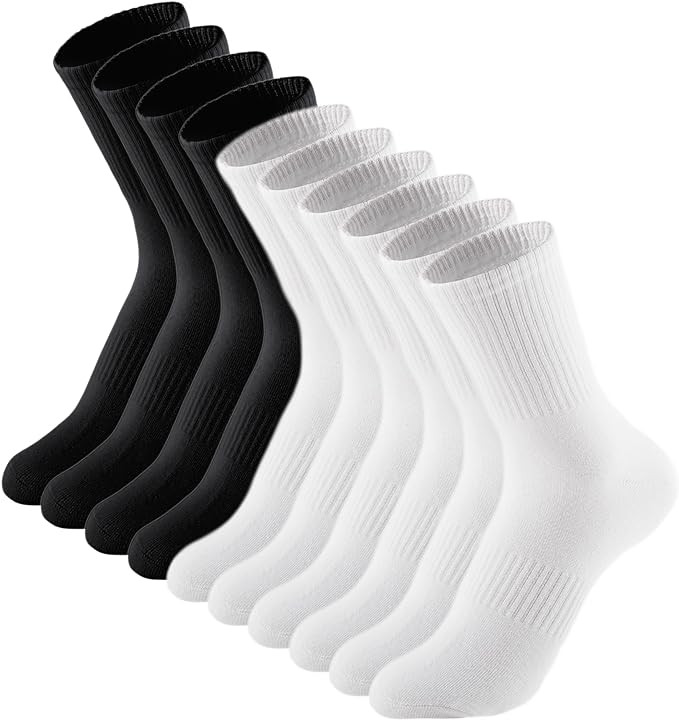 Irisbear Womens Crew Socks Casual Athletic Gym LightWeight Thin Cotton Socks 5 Pairs | Amazon (US)