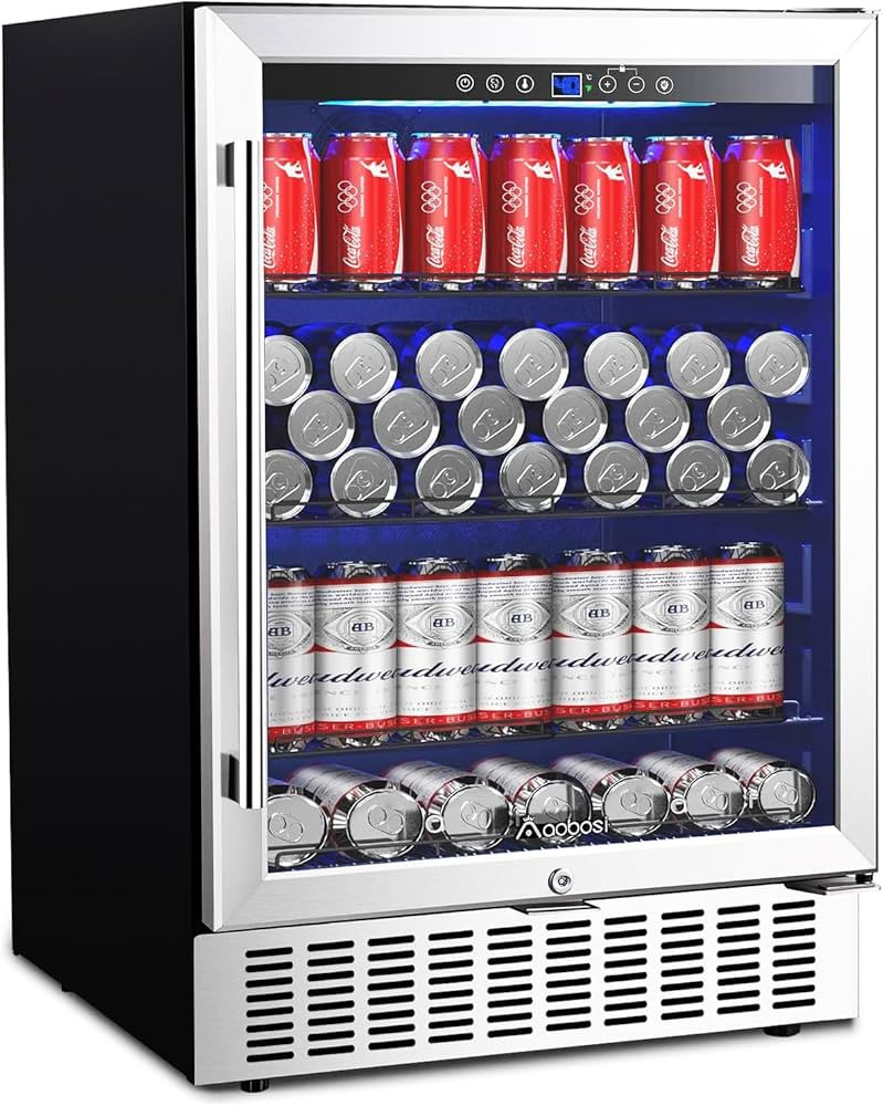AAOBOSI 24 Inch Beverage Cooler, 164 Cans Freestanding and Built-in Beverage Refrigerator with Ad... | Amazon (US)
