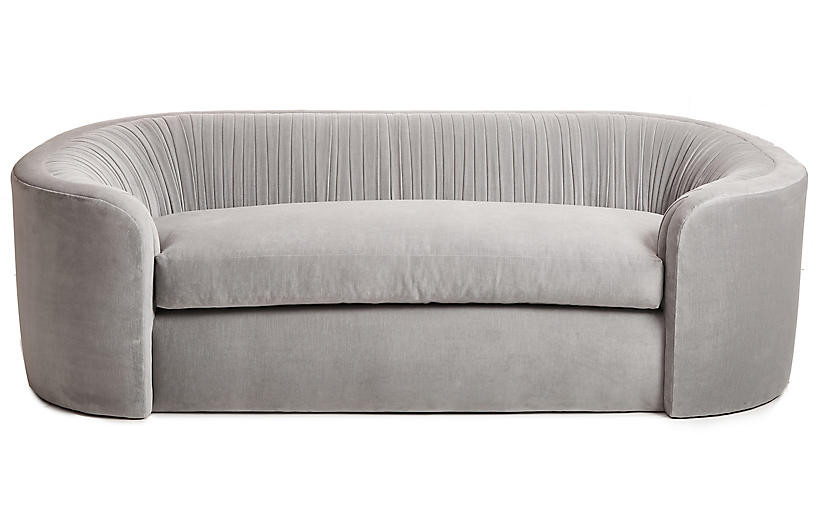 Clio Ruched Sofa, Gray Velvet | One Kings Lane
