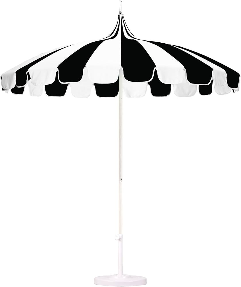 California Umbrella 8.5' Rd. Pagoda Market Umbrella, Silver Pole, 100% Acrylic Black and White Pa... | Amazon (US)
