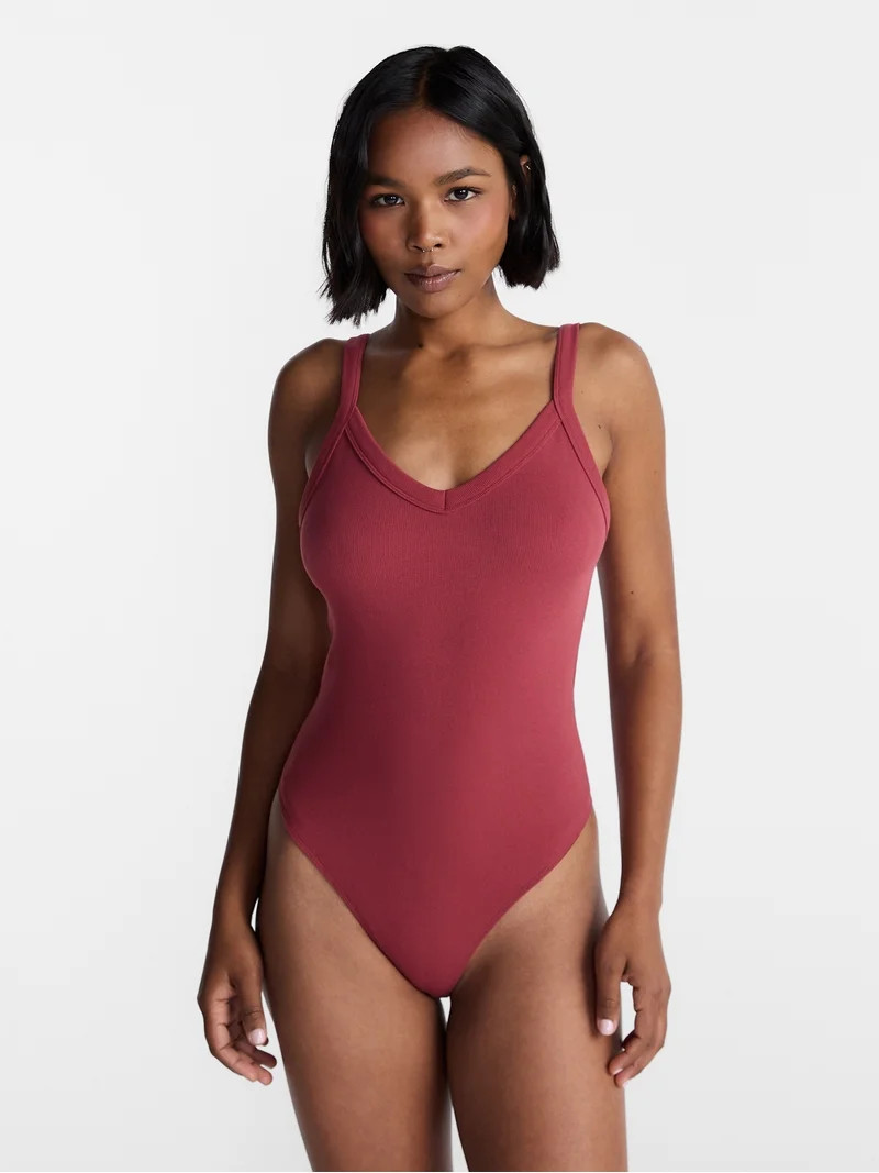 No Boundaries Seamless V Neck Bodysuit, Women's XXS-XXL | Walmart (US)