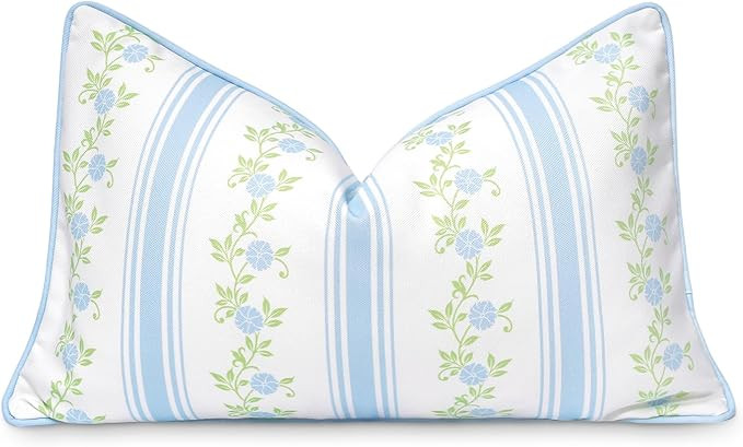 Hofdeco Premium Coastal Patio Indoor Outdoor Lumbar Pillow Cover Only, 12"x20" Water Repellent fo... | Amazon (US)