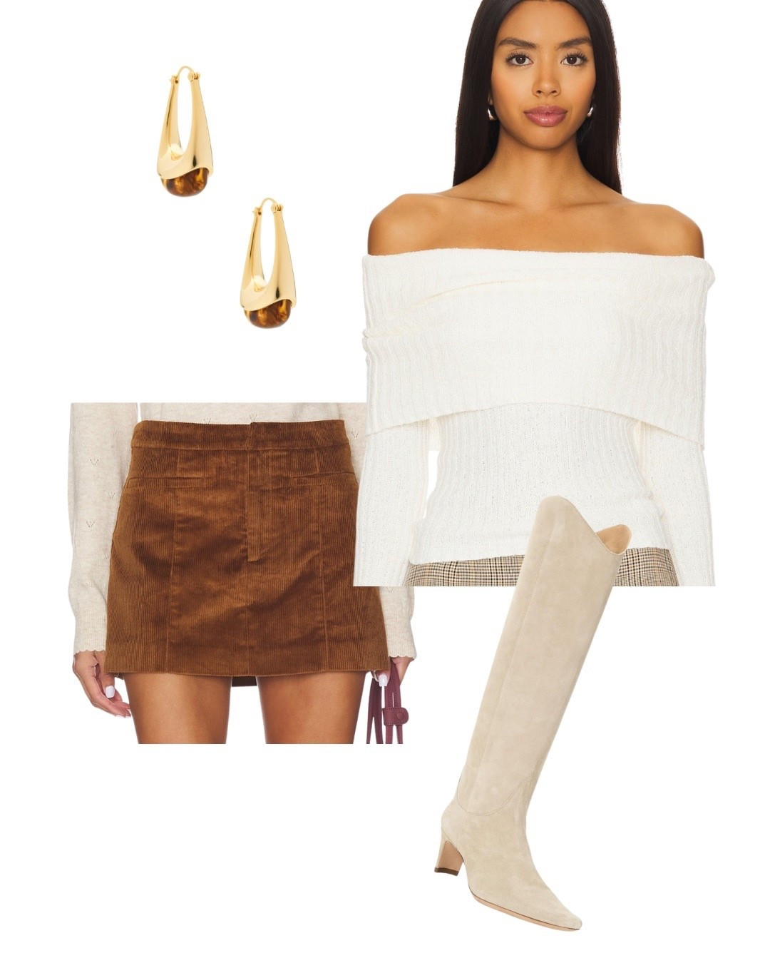 the perfect fall/winter outfit! 

brown skirt, white sweater, gold earrings, tall boots, revolve, going out, dinner

#LTKStyleTip #LTKSeasonal