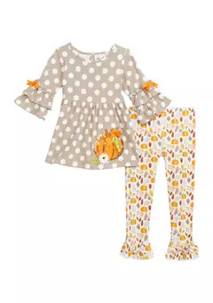 Rare Editions Toddler Girls Dot Knit Pumpkin Set | Belk