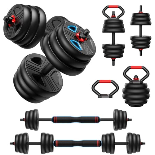 FITPLAM 4 in 1 Adjustable Dumbbell Weight Set, 45lbs Free Weights with Upgraded Nut, Used as Kettlebells, Barbell, Push Up Stand for Home, Gym, Fitness, Exercise, Suitable Men/Women, Black | Amazon (US)