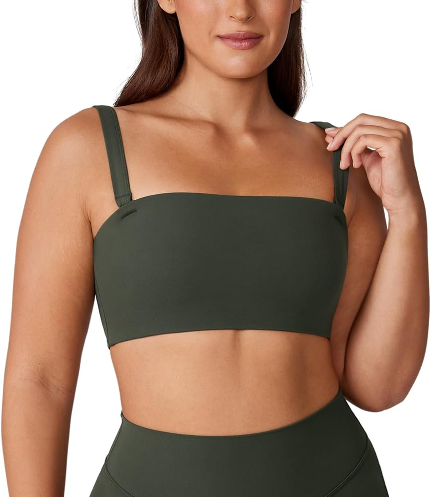 Hugcurve Women's Convertible Sports Bra Bandeau Strapless Tube Top Padded Wireless Yoga Workout | Amazon (US)