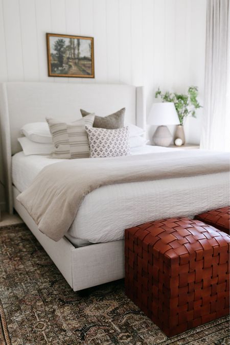 Upholstered bed, vintage rug, sheet set, quilt set

#LTKsalealert #LTKstyletip #LTKhome