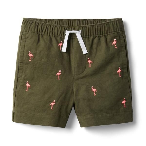 Flamingo Linen Pull-On Short | Janie and Jack
