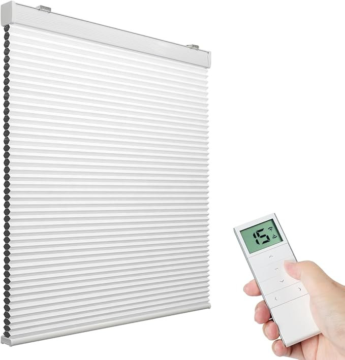 Motorized Cellular Shade with Remote Control, Blackout Electric Honeycomb Blinds for Windows Work... | Amazon (US)