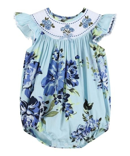 Vintage Blue Rose Smocked Romper - Infant & Toddler | Zulily